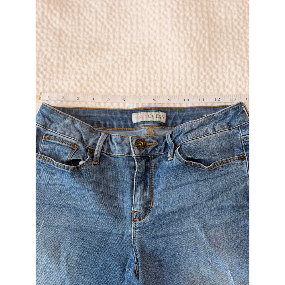 Guess Jeans Women 28 Blue Denim Cotton Blend Slim Skinny Distressed Medium Wash